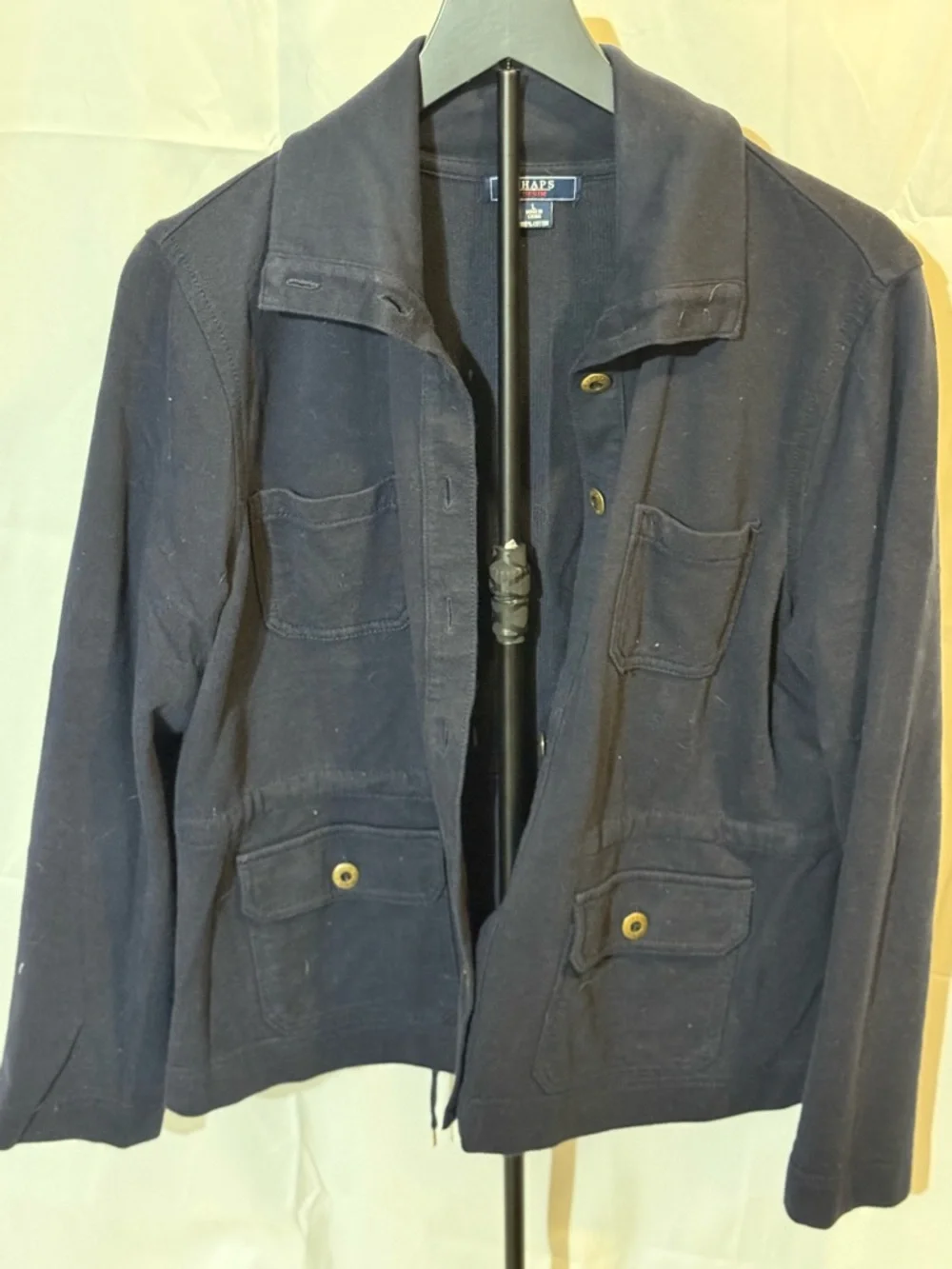 Chaps Dark Navy Utility Jacket with Button Front - Picture 4 of 6